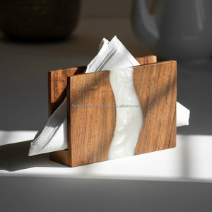 Servilletero de Madera Natural con Resina Epoxi Azul para Comedor, Cocina, Caja de Pañuelos de Resina y Madera de Falak World Export - Product Image 3