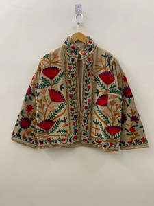 <b>Women</b> Handmade Suzani Embroidered <b>Velvet</b> Jacket Luxury Boho Winter <b>Coat</b> Traditional Ethnic Floral Short Outerwear - Product Image 2