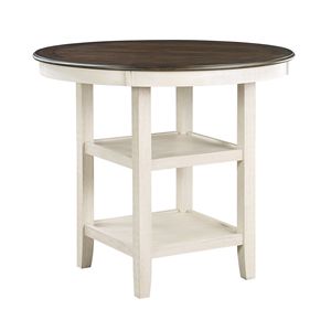 Set da Pranzo 5 Pezzi in Finitura Bianco Antico e Marrone, Tavolo Alto con Ripiani Integrati e 4 Sedie per Sala da Pranzo - Product Image 6