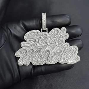 จี้ตัวอักษรแบบ Iced Out เงินแท้ 925 ประดับเพชรโมอิสซาไนต์ เครื่องประดับฮิปฮอปสุดหรู สไตล์สั่งทำพิเศษ สำหรับทั้งชายและหญิง - Product Image 2