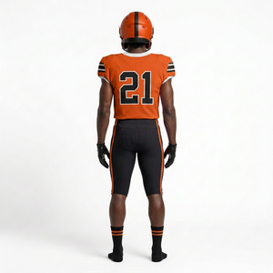 Conjunto de Uniforme de Fútbol Americano Naranja para Hombre, Casco, Jersey y Pantalones, Impresión por Transferencia de Calor, Kit Protector para Adultos - Product Image 3