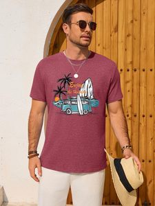 Men Casual Graphic T Shirt Vintage Palm <b>Tree</b> Print Beach Tee Wholesale Supplier - Product Image 5