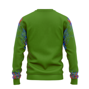 Sudadera de cuello redondo para hombre con mangas con efecto salpicado verde, estampado gráfico con logotipo personalizado, jersey de manga larga para entrenamiento de equipo, ropa de invierno al por mayor - Product Image 2