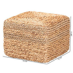 Tabouret d'accent en jonc de mer en bois massif avec siège tissé à la main Outil de tournage élégant - Product Image 4