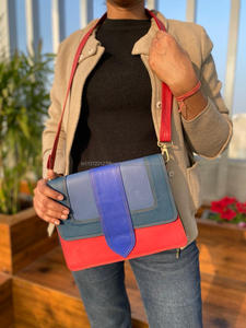 New Arrival Western Colored Recycled Leather Handbags Multi Color Purse Women's Stylish <b>Unique</b> Multi Colored Shoulder Sling <b>Bags</b> - Product Image 4