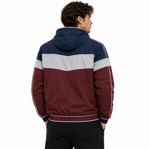 <b>Reflective</b> Piping Contrast Panelled Nylon Hooded Tracksuit <b>Tops</b> Custom jacket for men Lightweight Windbreaker Wholesale OEM - Product Image 2