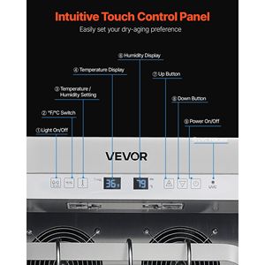 ตู้แช่เย็นแบบตั้งอิสระสำหรับการบ่มเนื้อแบบแห้ง ขนาด 232 ปอนด์ อุปกรณ์ครัวเชิงพาณิชย์ ควบคุมอุณหภูมิและความชื้นได้อย่างแม่นยำสำหรับการบ่มเนื้อแบบแห้ง - Product Image 5
