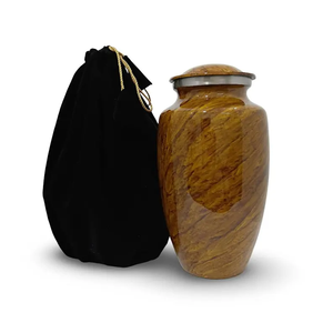 Brown Marble Effect Urn <b>for</b> <b>Ashes</b> Adult Cremation <b>Keepsake</b> Urn Stainless Steel Lid Memorial Container - Product Image 1