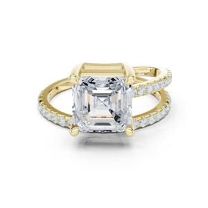 Anillo de Diseño en Oro Amarillo Sólido de 14k con Diamante Cultivado en Laboratorio con Corte Asscher Certificado por GRA, Anillo de Boda para Mujer, Gran Venta - Product Image 1