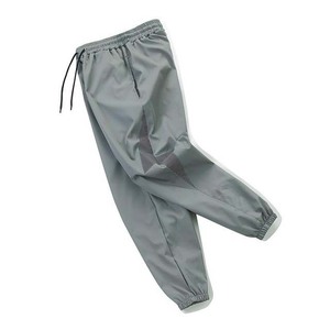 <b>Men's</b> Gray Woolen Elastic Waist Drawstring Acid Wash Vintage Sweatpants Casual Lightweight Joggers with Side Stripe Autumn Style - Product Image 2