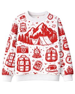 Sweat-shirt personnalisé blanc et rouge pour homme, imprimé en 3D, col rond, décontracté, sublimation personnalisée, automne-hiver - Product Image 2