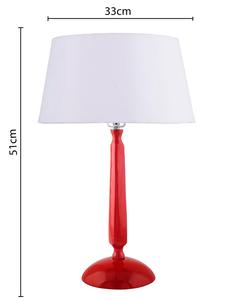 Modern Red Plastic Table Lamp with Beige Linen Drum Shade Warm White LED <b>Light</b> for Bedroom Decorative <b>Lighting</b> - Product Image 3