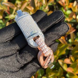 สร้อยข้อมือเพชรเลี้ยงในห้องปฏิบัติการสำหรับผู้ชาย สไตล์ฮิปฮอป ประดับเพชรแบบ Iced Out รูปทรงล็อค  แบบ Cuban Link  สำหรับแร็ปเปอร์ ของขวัญสำหรับเขา - Product Image 5