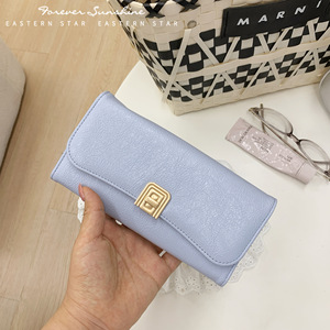 Fabulous Quality Affordable Sales Silver Cracked PU Long Tri-Fold Women's Clutch Purse Card Slots <b>Ladies</b> <b>Wallet</b> Leather - Product Image 1