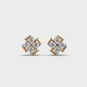 Boucles d'oreilles halo en diamant d'inspiration vintage, fabriquées à la main, choix idéal pour les mariages et les anniversaires, disponibles au meilleur prix - Product Image 2