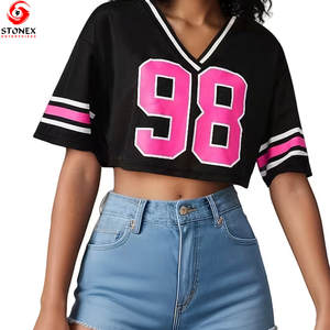 Camisetas de Verano Personalizadas al por Mayor, de Algodón Liso, Estilo Urbano, Ecológicas, Holgadas, con Estampado Gráfico, Cuello en V, para Mujer - Product Image 6