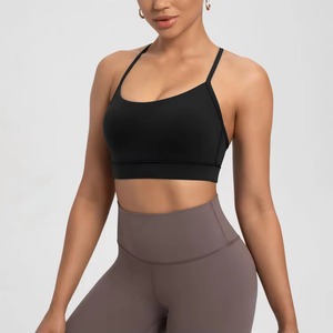 Custom Wholesale Cross Back Backless Sports Bra for Women Seamless Breathable Yoga Workout Sports Bra - Product Image 2