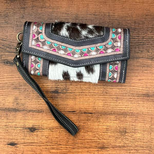 กระเป๋าคลัทช์หนังวัวทำมือสลักลายสวยงามกระเป๋าเงินหนังสไตล์ตะวันตกอเนกประสงค์ - Product Image 2