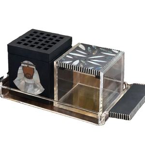 Juego de decoración para el hogar artesanal Bela, quemador de madera impreso Bakhoor, bandeja acrílica, caja Mabkhara, soporte para difusor de incienso y aromaterapia - Product Image 1
