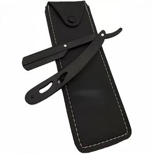 Rasoir professionnel pliant en acier inoxydable noir à bord droit pour barbier, outil de coupe de cheveux pour hommes et coiffeurs - Product Image 4