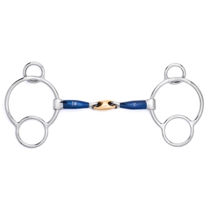 <b>Universal</b> Sweet Iron Copper Lozenge <b>Jointed</b> Gag Bit Blue Alloy Bits 2025 - Product Image 1