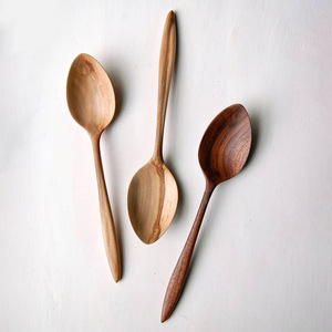 Cucharas de postre de madera reutilizables, lindas cucharas para servir pasteles, cucharas de té naturales, utensilios de cocina ecológicos - Product Image 2