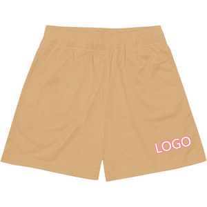 Shorts en maille bleue pour homme, taille élastique, respirant, couleur unie, logo sur le devant, vêtements de sport décontractés - Product Image 3