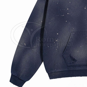 เสื้อฮู้ดดี้ผ้าฟลีซคอตตอนหนานุ่มสำหรับผู้ชาย สไตล์ลำลอง ตกแต่งด้วยโลโก้แบบกำหนดเองและคริสตัล  ผลิตโดยผู้ผลิต OEM ขายส่งจำนวนมาก - Product Image 4