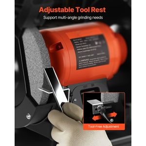 Smerigliatrice da banco monovelocità da 8 pollici ad alta velocità con motore a induzione da 3450 RPM 750W 6.2A, grana 36/60, alimentazione elettrica - Product Image 5