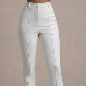 Pantalones de chándal anchos para mujer con botones decorativos, estampado de logo, pantalón largo, pantalones cargo de punto grueso, pantalón lavado - Product Image 6