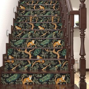 Carta da Parati Adesiva Effetto Tigre, Carta Adesiva Vintage con Pavone, Murale Floreale Animale Acquerello, Vinile Autoadesivo Impermeabile per Pareti - Product Image 5