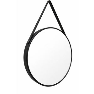 Miroir mural rond rustique de 60 cm avec bordure en métal noir pour projets d'intérieur résidentiels - Product Image 1