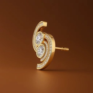 ZAWO HOUSE 10k 14k White Gold Two Lab Grown Diamond Round Drop Earrings <b>Stud</b> Diamond Earring - Product Image 2