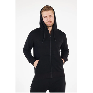 Survêtements d'hiver personnalisés pour hommes, style streetwear, couleur unie, avec capuche et poches, 100 % coton, vente en gros - Product Image 4