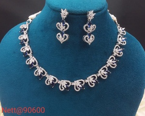 Romantic Heart Cut Crystal Rhinestone Necklace Earring <b>Set</b> Silver Plated Women's <b>Wedding</b> Jewelry Alloy Fashion Jewelry <b>Sets</b> - Product Image 2