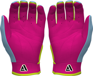 Guantes de Bateo de Béisbol Personalizados Azul Cielo y Rosa con Cierre de Gancho y Bucle Antideslizante para Sóftbol, Venta al por Mayor, Alta Calidad, Hechos en Adiha Impex - Product Image 2