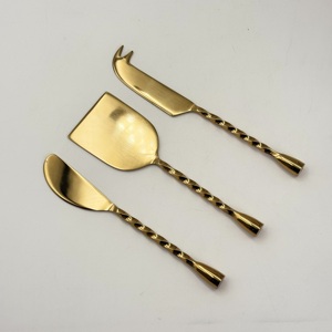 Juego de Utensilios para Queso de Último Diseño, Utensilios para Queso de Acero Inoxidable con Mango Trenzado y Acabado Dorado para Mesa, Hogar y Hotel - Product Image 4