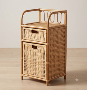 Eco Friendly Natural Rattan Storage Cabinet Handmade Wicker <b>Drawers</b> Organizer <b>Unit</b> For Living Room Bathroom Bedroom Furniture - Product Image 4