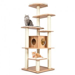 Multi-Layer Wood <b>Cat</b> <b>Tree</b> with <b>Scratch</b>-Resistant Rope Premium <b>Cat</b> Scratcher & Furniture - Product Image 3