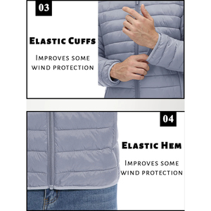 New Design Men Lightweight Puffer <b>Jacket</b> Stand Collar Water Resistant Windbreaker Full Zip <b>Warm</b> Outdoor Work Casual Winter Coat - Product Image 3