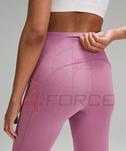 Leggings de Yoga de LICRA de poliéster sin costuras para mujer, ropa deportiva personalizada para levantamiento de glúteos, gimnasio, paneles de malla acanalada, color sólido - Product Image 6