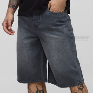 Shorts en jean stretch en coton pour hommes, style streetwear, décontractés d'été, délavés clairs/foncés, en gros - Product Image 2
