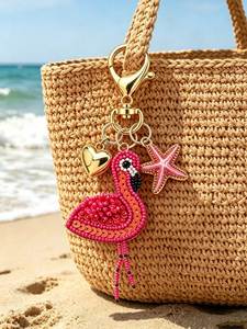 Artisan Crafted Embroidered Beaded <b>Keychain</b> Beautiful Hand Sewn Details Colorful Handmade Embroidery Classic Eco-Friendly Stylus - Product Image 1