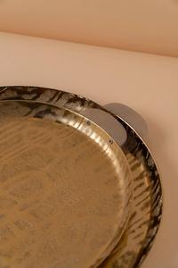 Handcrafted <b>Black</b> Textured Oval Decorative <b>Tray</b> With Green Floral Border For Modern Living Room Centerpiece and Vanity Decor - Product Image 2