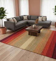 Tapis Lori Buff artisanal de qualité supérieure, tissé à la main, tons terreux modernes, rayures en coton, tapis de salon floral, luxe, écologique