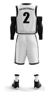 Ensemble de maillot de basket-ball sublimé unisexe WARPRO INDUSTRY, col en V, manches longues, respirant, évacuant l'humidité, short de sport en polyester - Product Image 2
