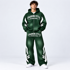 Survêtements amples en coton de haute qualité pour hommes, ensemble de jogging de luxe, survêtement unisexe à capuche épais et surdimensionné - Product Image 5