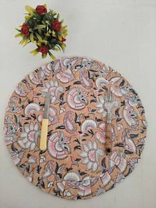 Modern Reversible Floral Hand Block Print 100% Cotton Place Mats Reusable Disposable Dining Table Decor Home Kitchen Wedding - Product Image 1