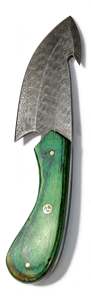 Couteau utilitaire d'extérieur à lame fixe en acier Damas fait main avec crochet à viande et manche en bois vert - Product Image 6
