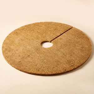 Tapis de contrôle des mauvaises herbes en fibre de coco biodégradable, couverture ronde anti-herbe, naturel, tissé - Product Image 1